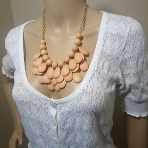 Coral Tiered Teardrop Statement Necklace